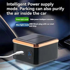 Solar Car Air Purifier USB Oxygen Cleaner with Ion Generator Compact Design