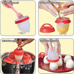 6 Pcs Silicone Shell-Free Egg Cooker Cups