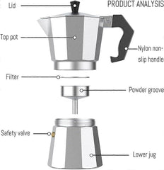 Italian Moka Pot Coffee Maker 6 Cup Classic Espresso Stovetop Coffee Maker