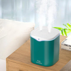2L USB Double Spray Humidifiers with Colorful Light Cool Mist Ultrasonic Steam Air Humidifier Green