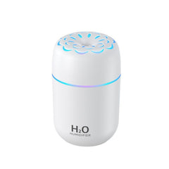 Flower Nozzle Mini USB Humidifier, 250ml Portable Cool Mist Humidifier with RGB Night Light, for Car, Bedroom, or Desk - White