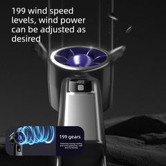 Portable Handheld Turbo Mini Fan Digital Display 199 Speed Adjustable Silent Pocket Fan for Outdoor Travel-gray