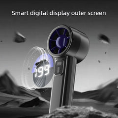 Portable Handheld Turbo Mini Fan Digital Display 199 Speed Adjustable Silent Pocket Fan for Outdoor Travel-gray