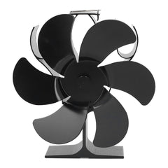 6 Blades Heat Powered Stove Fan High Temperature Resistance Self Starting Wood Burning Stove Fireplace Fan Black Diameter 152mm