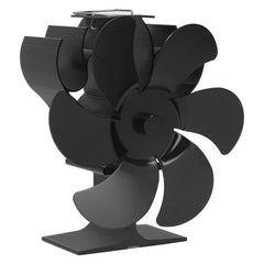 6 Blades Heat Powered Stove Fan High Temperature Resistance Self Starting Wood Burning Stove Fireplace Fan Black Diameter 152mm