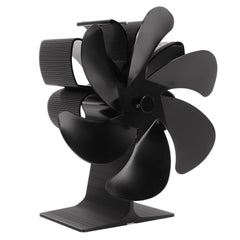 6 Blade Stove Eco Fan Black Self Starting High Temperature Resistance Energy Efficiency Heat Powered Fan for Home
