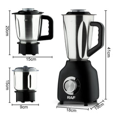 3-in-1 Electric Blender with Stainless Steel Jars, 350W Motor for Smoothies, Grinding, and Baby Food Prep in Home Kitchens (Black)