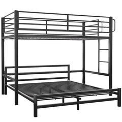 KINGSTON SLUMBER Single Loft Bed And Double Underbed, Multifunctional, Space Saving with Fixed Ladder, Matte Dark Grey