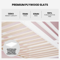 KINGSTON SLUMBER Wooden Kids Single Loft Bed Frame with Desk - White