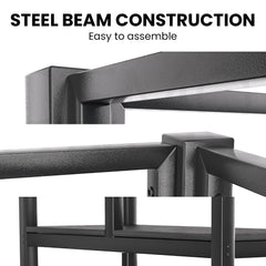 Gaming Loft Bed with Desk, Gridwall, Steel Metal Frame, Space Saving Design, for Single Mattress, Matte Dark Grey