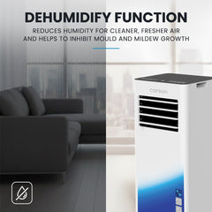 CARSON 2.05kW Portable Air Conditioner, Bluetec Edition, Dehumidifier & Fan Mode, Remote Control, 24hr Timer, Sleep Mode