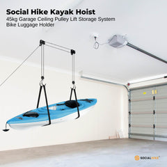 Kayak Hoist - 45kg Garage Ceiling Pulley Lift Storage System Bike Luggage Holder