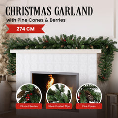 Christabelle 2.7m Christmas Garland with Pine Cones & Berries Pine Tree Decoration Ornament