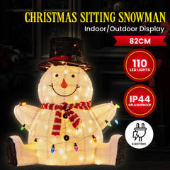 Christabelle 82cm Sitting Snowman Christmas Display with Lights