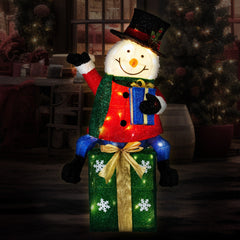 Christabelle 85cm Christmas Snowman On Presents Display with Lights