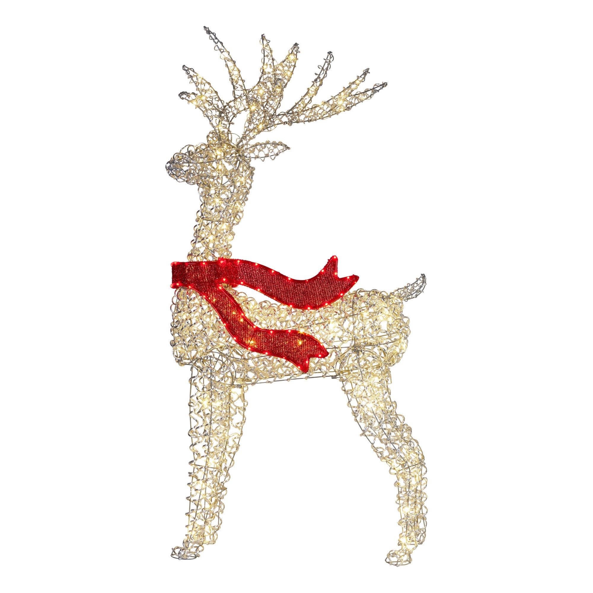 Christabelle 150cm Christmas Reindeer Display Led Lights Red Bow Aluminium Frame