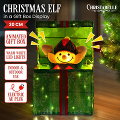 Christabelle Animated Elf Gift Box Led Lights Christmas Tree Decoration Ornament