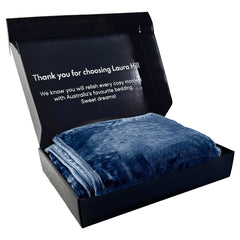 Laura Hill 800-gsm Faux Mink Throw Rug Blanket Queen Size Double-sided Large 220 X 240cm Heavy - Blue