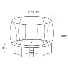 Kahuna 8ft Outdoor Trampoline Kids Children With Safety Enclosure Mat Pad Net Ladder Basketball Hoop Set - Purple