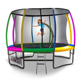 Kahuna 8ft Outdoor Rainbow Trampoline For Kids And Children Suited For Fitness Exercise Gymnastics With Safety Enclosure
