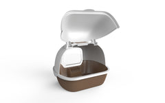 YES4PETS Cat Toilet Litter Box Portable Hooded Tray House with Handle and Scoop Brown
