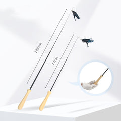 YES4PETS 2 X Pet Cat Toys Retractable Feathers Teaser Cat Stick Interactive Play