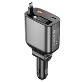 CHOETECH TC0033 105W USB-C+USB-A Fast car charger with Stretchable USB-C + Lightning cables