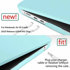 15 inch Air 2023 MacBook Air Matte Case A2941 M2 Chip Hard Shell Case Keyboard Cover Sky Blue