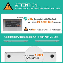15 inch Air 2023 MacBook Air Matte Case A2941 M2 Chip Hard Shell Case Keyboard Cover Wine Red