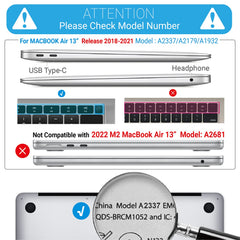 Suitable for MacBook Air 13 Inch Case 2022 2021 2020 2019 2018, A1932, A2179, A2337 Shell Case Keyboard Cover