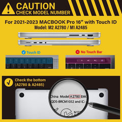 Suitable for MacBook Pro 16 inch Case 2023 2022 2021 M2 A2780 A2485 M1 Pro/Max Hard Shell Case Keyboard Cover Blue