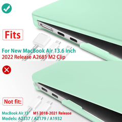 Suitable for 2023 2022 MacBook Air 13 inch case M2 Model A2681 Hard Shell Case Keyboard Cover Green