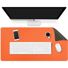 Orange 120cm*60cm Dual Side Office Desk Pad Waterproof PU Leather Computer Mouse Pad
