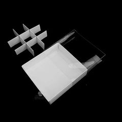 100 Pack of White Card Chocolate Sweet Soap Product Retail Gift Box - 9 bay 4x4x3cm Compartments - Clear Slide On Lid - 12x12x3cm