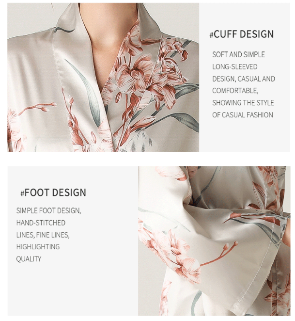 3 Pcs Set Woman Elegant Nightdress Silk Satin Summer Sleepwear Pajamas (M Size)