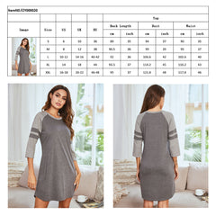 Polycotton Color Matching Women Nightgown 3/4 Sleeve Night Dress UK Size (M Size)