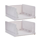 2Pcs Stackable Wardrobe Storage DIY Closet Organizer Clothes Shelf Rack(2*Large )