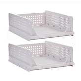 2Pcs Stackable Wardrobe Storage DIY Closet Organizer Clothes Shelf Rack(2*Small)