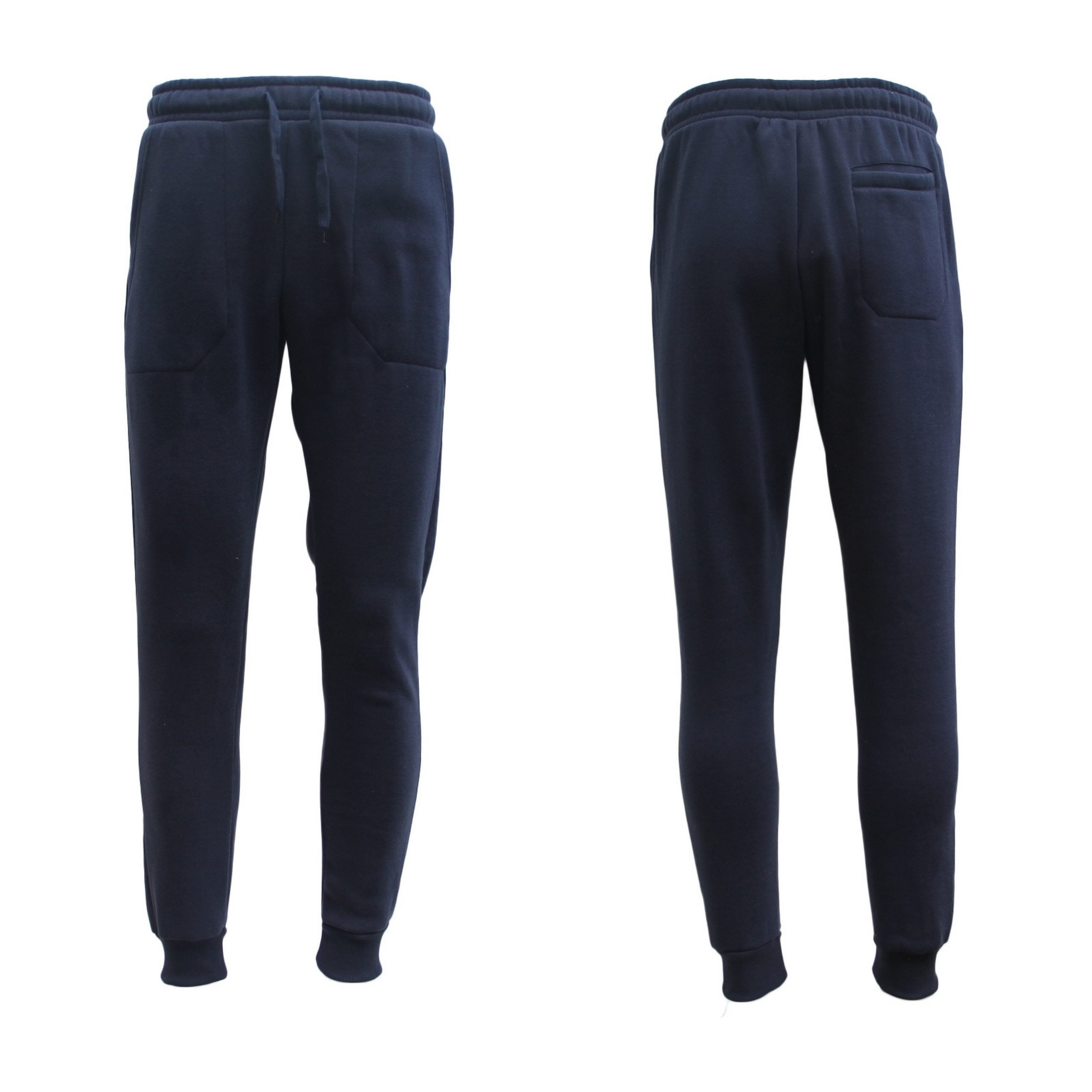 Mens Unisex Fleece Lined Sweat Track Pants Suit Casual Trackies Slim Cuff XS-6XL, Navy, XL