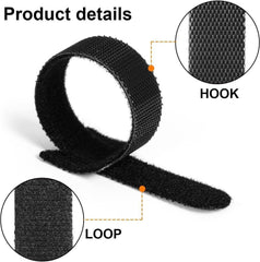 100PCS Reusable Cable Tie Nylon Hook Loop Strap Cord Ties PC TV Organiser - Colourful-100PCS