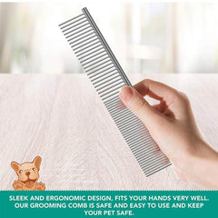 Stainless Steel Teeth Metal Comb Brush Pet Cat Dog Hair Grooming Trimmer Round - L:19*4CM