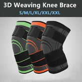 3D Weaving Knee Brace Breathable Sleeve Support Running Jogging Joint Pain Leg Green - Green-XXXL