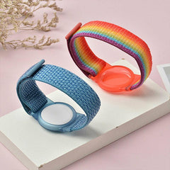 For Apple Airtag Case Protective Cover Wristband Nylon Air Tag Band Anti-Lost S Size - Grey