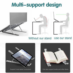 Adjustable Laptop Stand Portable Aluminum Alloy Desktop Holder for 11 to 17.3 Inch - Black