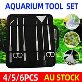 Stainless Steel Aquarium Tool Set Tweezers Scissors Spatula Kit 4 5 6PCS - Curved Scissors