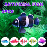 2PCS Artificial Betta Fish Aquarium Decorations Silicone Floating Moving Fish - Sky Blue Goldfish