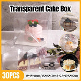 30x Transparent Disposable Cake Boxes with Handles Premium Quality Packagin - 30pcs-5inch-15*15*13cm
