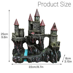 Aquarium Castle Ornament Fish Tank Decoration Medieval Style Resin Decor Home - B