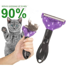 Pet Hair Removal Brush Deshedding Tool for Cats Dogs Grooming Comb Fur Remover - Purple