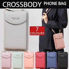 Women Pouch Bag Mobile Phone Bag Pu Leather Crossbody Purse Wallet Shoulder Bag - Navy